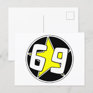 Yellow Star 69 Holiday Postcard
