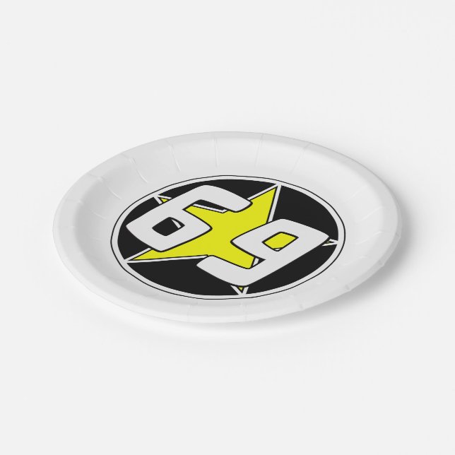 Yellow Star 69  Paper Plate (Angled)