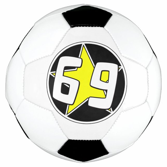 Yellow Star 69  Soccer Ball (Front)