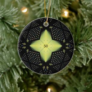 Yellow Star Ceramic Tree Decoration