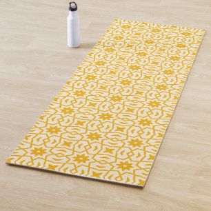 Yellow Star Flower Pattern Yoga Mat