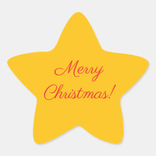 Yellow Star Merry Christmas Holiday Sticker