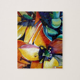 Yellow Star of Bethlehem flower watercolor art Jigsaw Puzzle