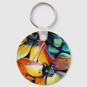 Yellow Star of Bethlehem flower watercolor art Key Ring
