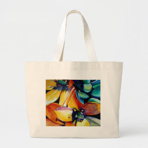 Yellow Star of Bethlehem flower watercolor art Large Tote Bag