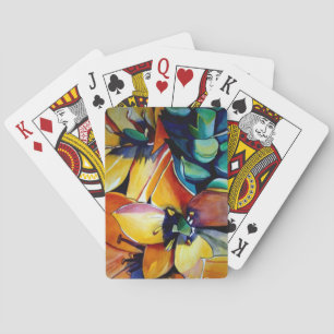 Yellow Star of Bethlehem flower watercolor art Playing Cards