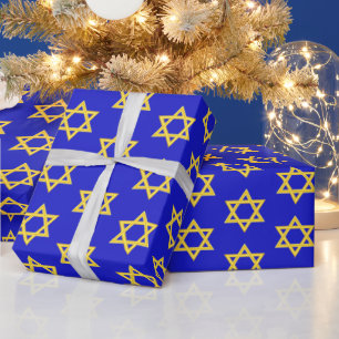 Yellow Star of David Wrapping Paper