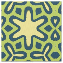 Yellow Star on Green Background Fabric