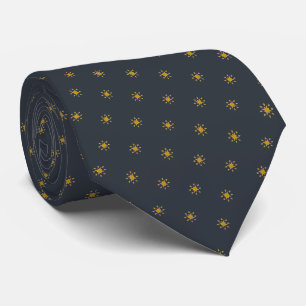Yellow Star on Navy Blue Night Sky Pattern Tie