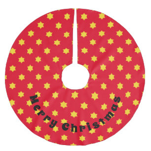 Yellow Star Pattern Brushed Polyester Tree Skirt