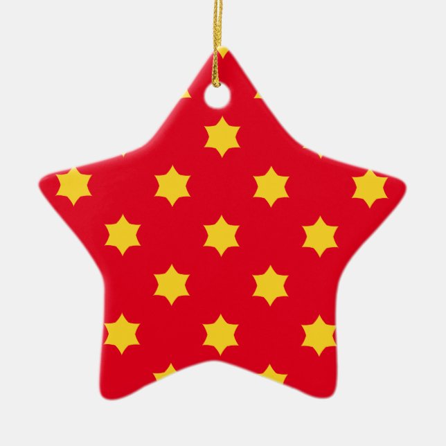 Yellow Star Pattern Ceramic Tree Decoration (Front)