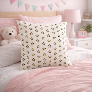 Yellow Star Pattern Half Drop Repeat Cushion