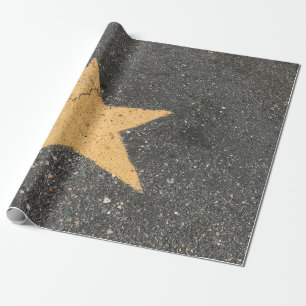 Yellow star-printed pavement wrapping paper