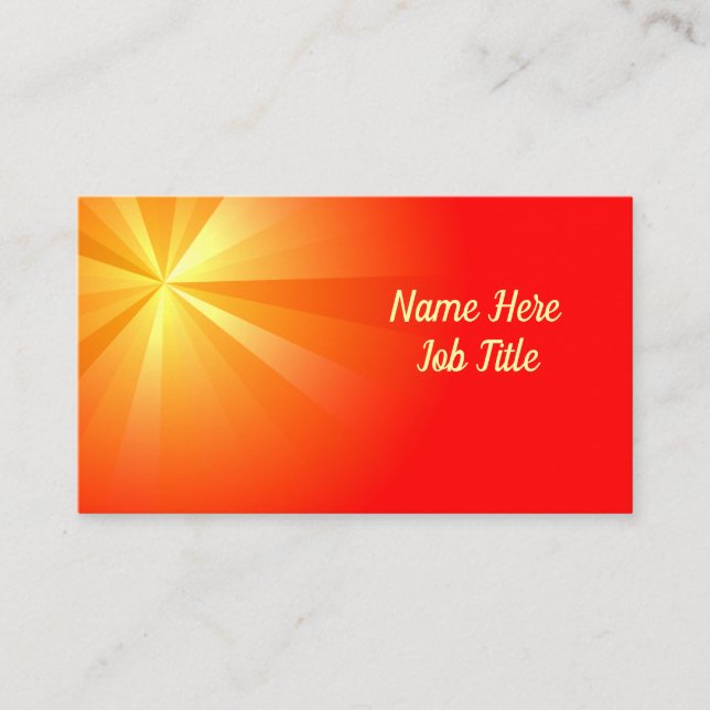 Yellow Starburst on Red  Business Card (Front)