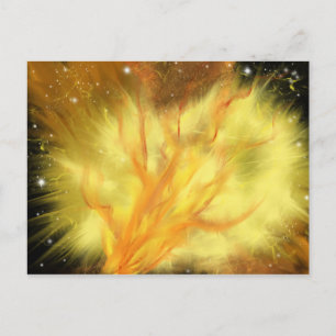 Yellow Starburst & Orange Flames Painting HC Art Postcard
