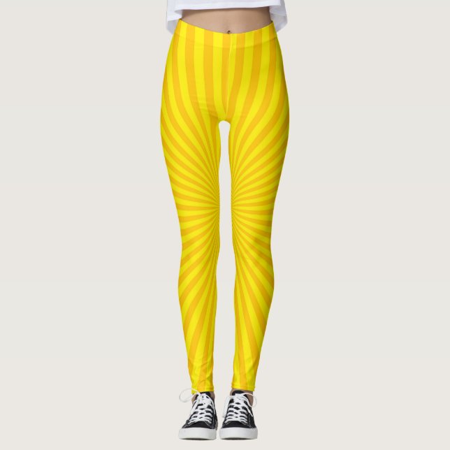 Yellow Starburst Pattern Leggings (Front)