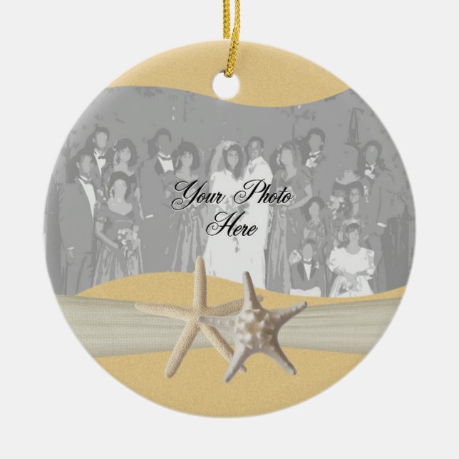 Yellow Starfish Photo Ceramic Tree Decoration (Front)