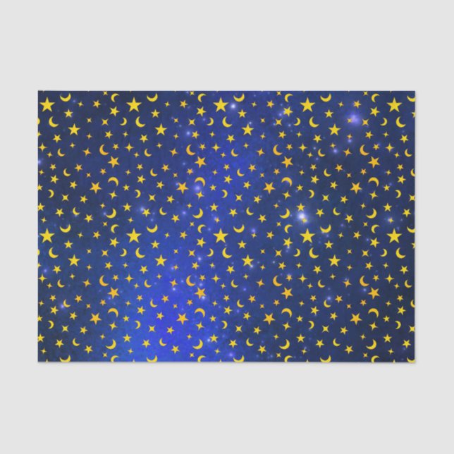 Yellow Stars and Blue Galaxy Tissue Paper (Front)