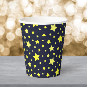 Yellow Stars and Dark Blue Pattern Paper Cups