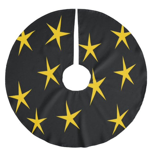YELLOW STARS BRUSHED POLYESTER TREE SKIRT (Front)