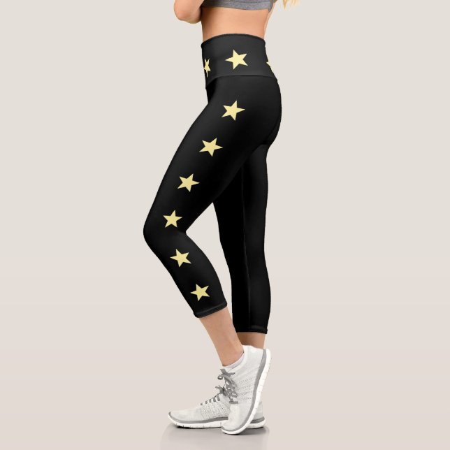 Yellow Stars High Waisted Capris Leggings (Left)