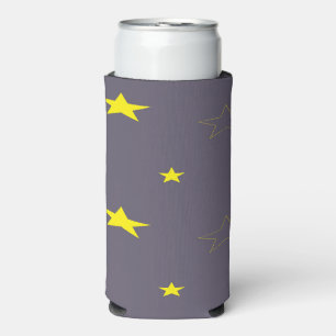 Yellow stars on charcoal colour seltzer can cooler