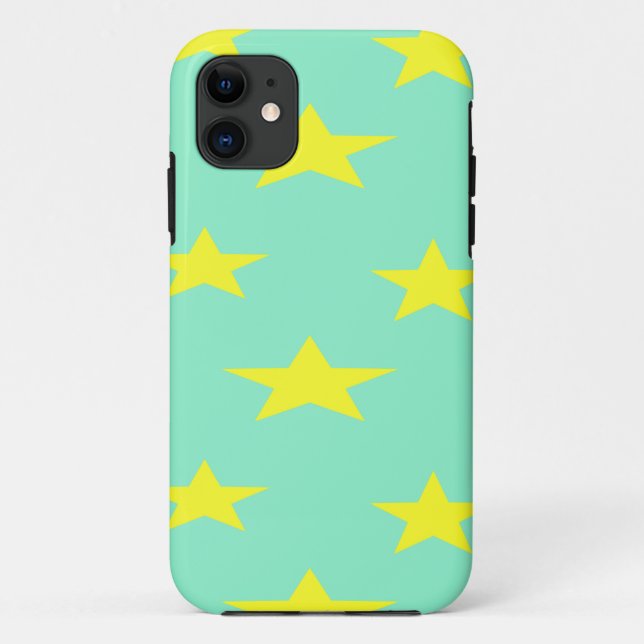 Yellow stars on turquoise Case-Mate iPhone case (Back)