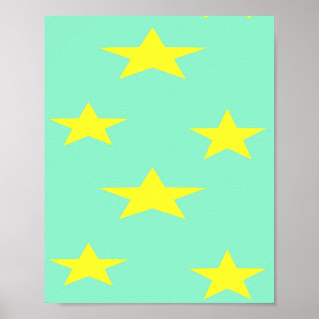 Yellow stars on turquoise poster (Front)