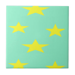 Yellow stars on turquoise tile