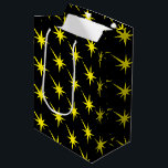 Yellow Stars, Snowflakes black pattern gift Medium Gift Bag<br><div class="desc">Yellow Stars,  Snowflakes black pattern gift Medium Gift Bag 
Merry Christmas,  Happy Holidays,  birthday,  gift bag</div>