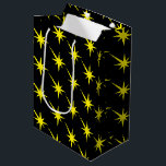 Yellow Stars, Snowflakes black pattern gift Medium Gift Bag<br><div class="desc">Yellow Stars,  Snowflakes black pattern gift Medium Gift Bag 
Merry Christmas,  Happy Holidays,  birthday,  gift bag</div>