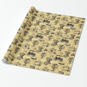 Yellow Steampunk Pattern Wrapping Paper