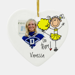 Yellow Stick Figure Cheerleading Ornament