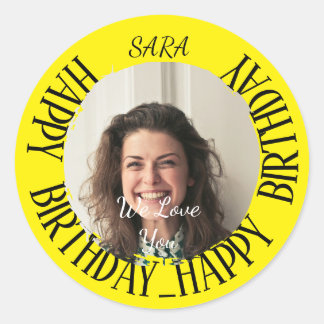 yellow Sticker for birthday fully customisable