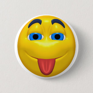 Yellow Sticking Out Tounge 6 Cm Round Badge