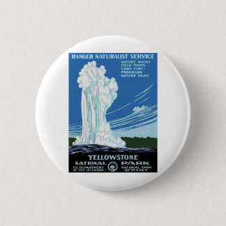 Yellow Stone Park - Old Faithful Geyser 6 Cm Round Badge