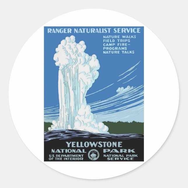 Yellow Stone Park - Old Faithful Geyser Classic Round Sticker (Front)