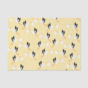 Yellow Stork Baby Shower Tissue Paper