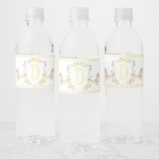 Yellow Stork Baby Shower Water Bottle Labels