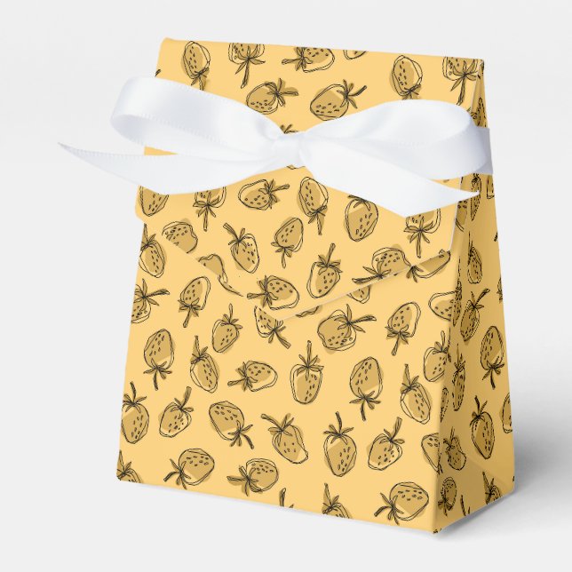 yellow strawberry pattern favour box (Front Side)