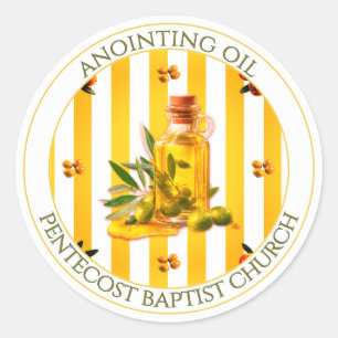 Yellow Stripe Anointing Oil Church Favor Gift Classic Round Sticker