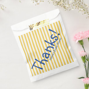 Yellow Stripe Bold Blue Thanks Bridal Shower Favour Bags