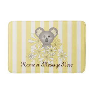 Yellow Stripe Cute Baby Koala Bear Kids Bath Mat