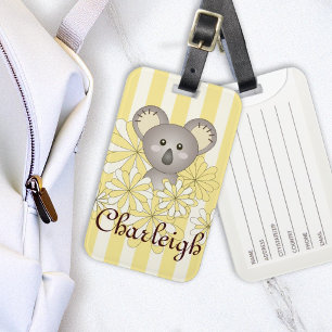 Yellow Stripe Cute Baby Koala Kids Luggage Tag