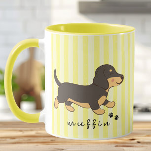 Yellow Stripe Dachshund Illustration Mug