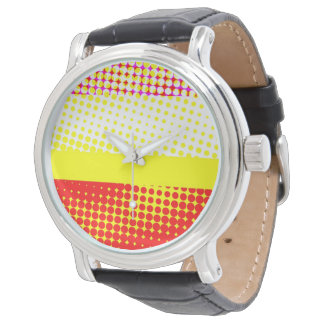Yellow Stripe Dot Pattern Design Watch