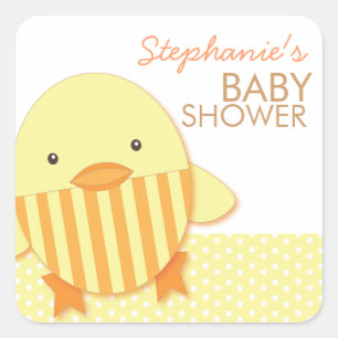 Yellow Stripe Ducky Neutral Baby Shower Sticker