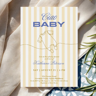 Yellow stripe elegant baby shower invitation