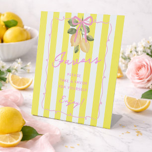 Yellow Stripe Italian Lemon Favour Pedestal Sign