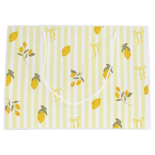 Yellow Stripe Lemon We Can't Wait to Squeeze You Large Gift Bag